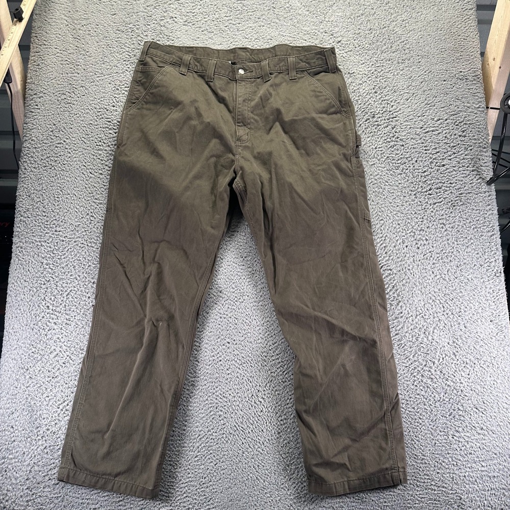 Carhartt Pant Mens 44x32 Brown Cotton Carpenter Straight Travel Workwear Utility